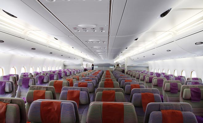 The seats on the A380 are slightly wider than usual, and you will have a few more place to store your legs.