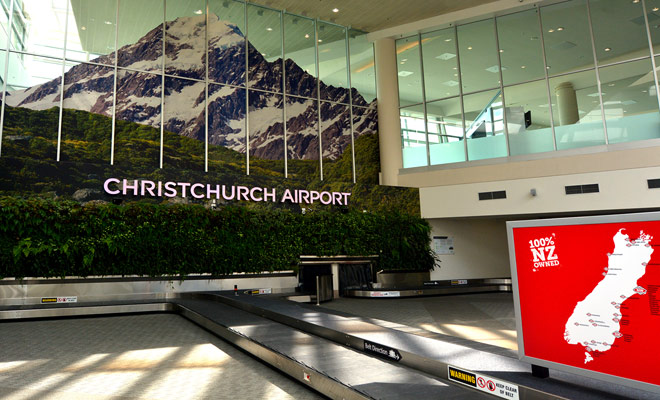 Christchurch airport is usually taken for the return flight by tourists departing from New Zealand.