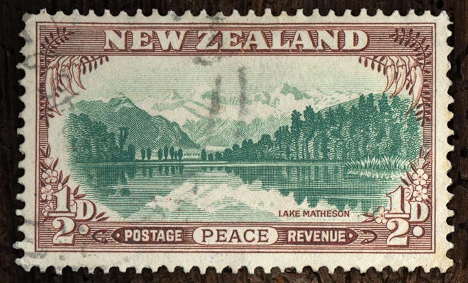 Lake Matheson has been on countless boxes of chocolates for ages. It is also found on stamps of all periods.