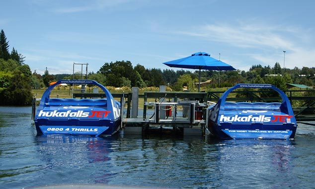 The pier is located downstream of the Waikato River.