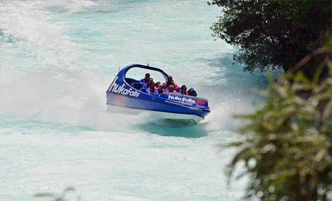 While out on Huka Falls Jet you may get wet, and the places to avoid are especially those in the back.