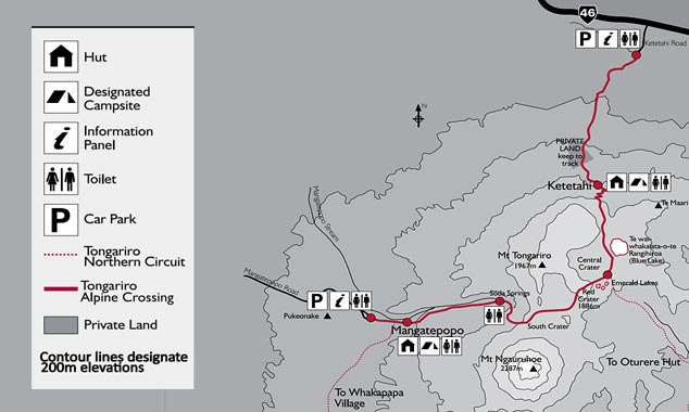 The route from the Mangatepopo car park to Ketetahi.