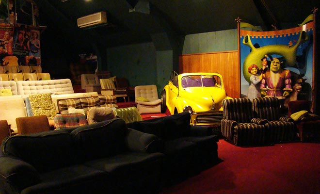 The Paradiso Cinema is a bit like home cinema, but with a giant screen. The room even has an authentic convertible car!