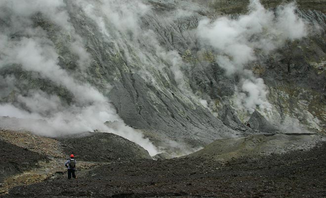 No kind of vegetation can survive on the surface of the volcano. You would think you are on another planet of the solar system.