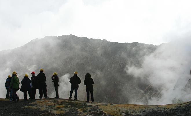 The active volcano rumbles and whistles constantly. Rest assured, its degree of activity is constantly measured by the volcanologists.