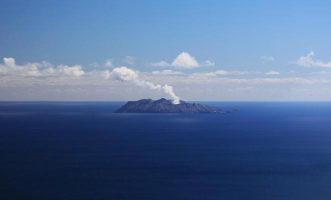 White Island lies off the North Island, in the Bay of plenty.
