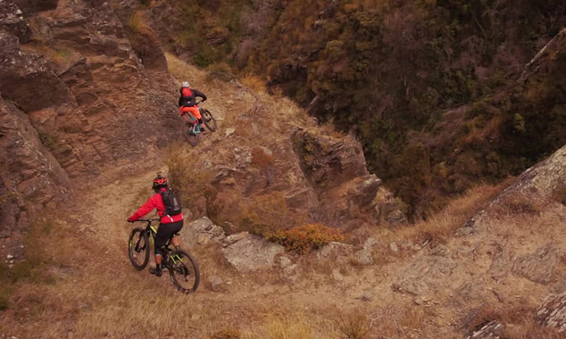 A mountain bike ride after a helicopter flight.