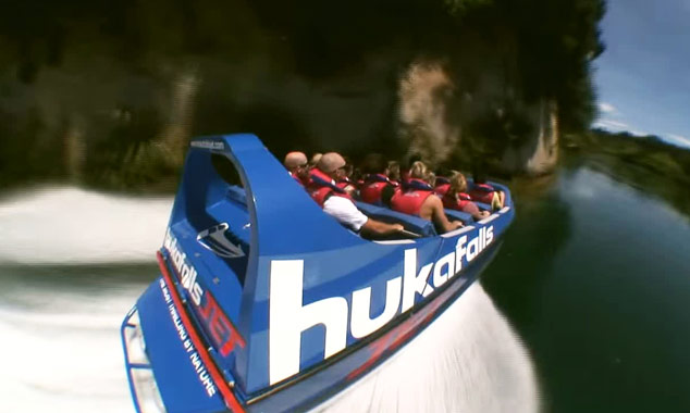 An excursion to the Huka Falls aboard the Huka Jet in Taupo.