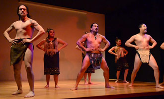 A traditional Maori dance performance in the Auckland War Memorial Museum.