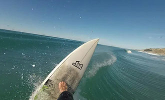 An on-board camera video during a surf session in New Zealand.